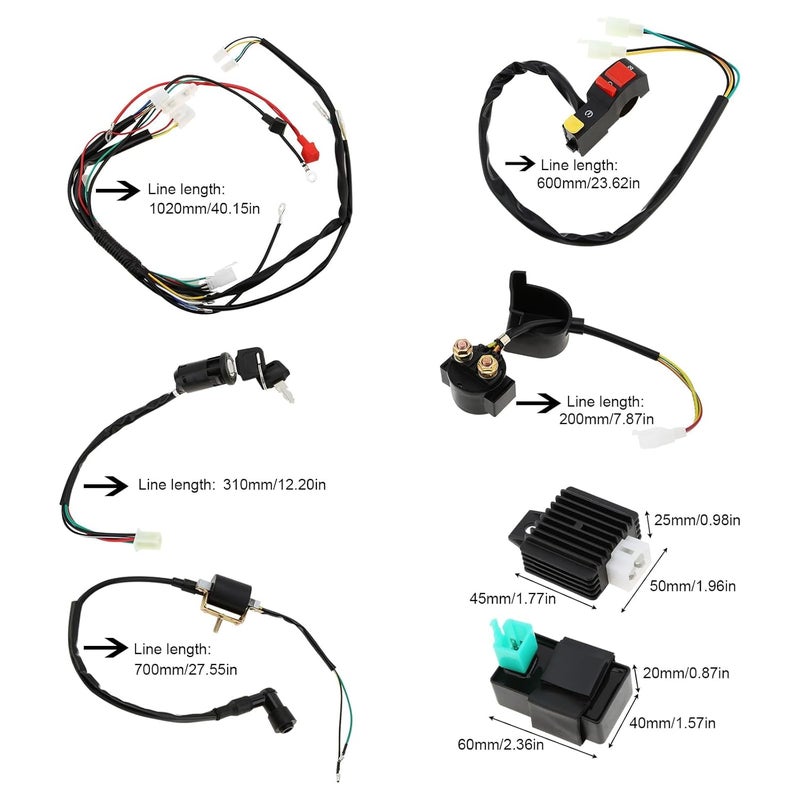 Windance High Performance Start Engine Wiring Harness CDI Relay Rectifier Ignition Coil Starting Key Switch for 50cc 70cc 110cc 125cc 4 Stroke ATV Pit Quad Dirt Bike Go Kart Scooter - Image 2